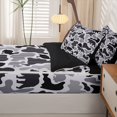 thumbnail image 5 of Manfei Retro Camo Zipper Twin Comforter Sets with Fitted Sheet and 2 Pillowcases,Lovely Bear Zipper Bedding Set,White Black,Black Reversible,4pcs, 5 of 8