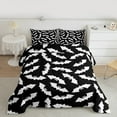 thumbnail image 2 of Manfei Boys Spooky Halloween King Size Comforter Sets,Flying Animal Bats Bedding Comforter Set,White Black Bedding Set For Teens,Ultra Soft Home Decor Reversible,3 Pieces, 2 of 8