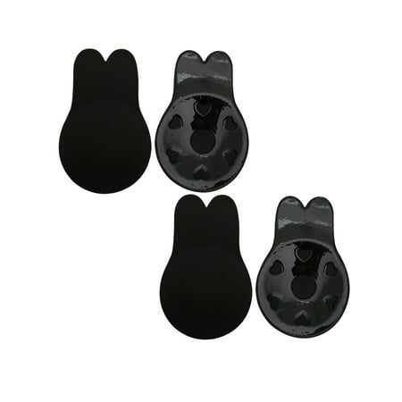 Youloveit 2 Pack Self Adhesive Bras Nipple Covers Self Strapless Backless Bra Freedom Bra for Women Black 3 Size for Backless Dress