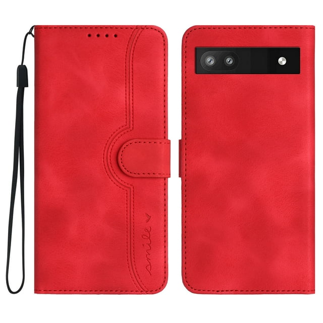 Compatible with Google Pixel 6A Case Premium PU Leather Wallet with Built-in Magnet Cover