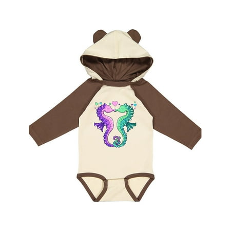 

Inktastic Seahorses Kissing with hearts Gift Baby Boy or Baby Girl Long Sleeve Bodysuit