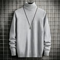thumbnail image 2 of Mdesiwst Men Solid Color Sweater Men's Autumn Winter Turtleneck Sweater Slim Fit Solid Color Knitwear with Thickened Fleece Lining High Collar Men Sweater, 2 of 8
