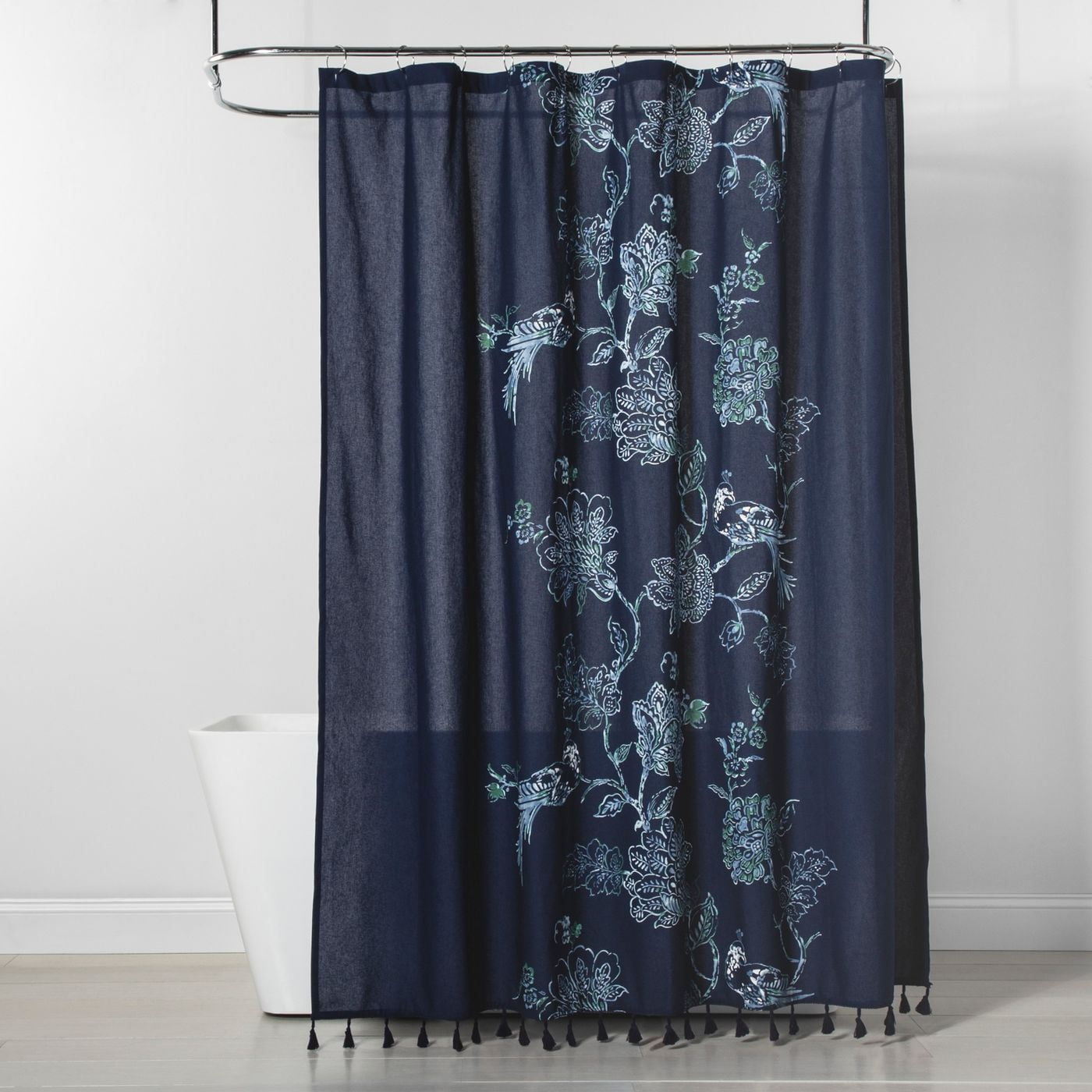 Threshold 72 x 72" Placement Floral Shower Curtain, Navy Blue 100