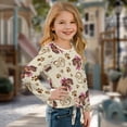 thumbnail image 3 of Xixirimido Dachshund Dog Paws Music Pattern Girls Casual Long Sleeve Shirts Knot Tie-hem Tunic Tops Crewneck Tees Blouses Girls Fashion Clothes, Size 5-6, 3 of 7
