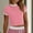 Pink, variant on QUNYINEY Casual Tops for Women Trendy Short Sleeve Crop Solid Crew Neck Shirts Slim Shirts for Women Trendy