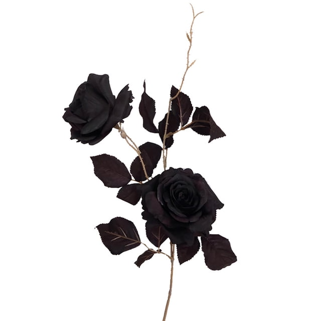 Simulación de rosa negra con un ligero tinte rojo/tela de seda, alambre de hierro/78cm, 2 flores (10cm y 11cm)/(39*10*2,80)