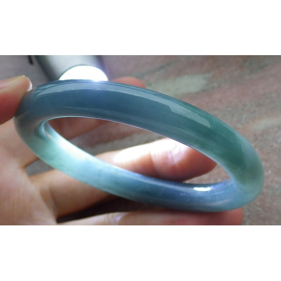 Icy Green Natural A JADE Jadeite Circle Bangle Bracelet 55 mm 680229 TN