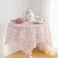 thumbnail image 3 of Small Round Table Cover Modern European Style Lace Yarn Embroidered Tablecloth for Dining, Tea, Tv, and Bedside Use Pink, 3 of 7
