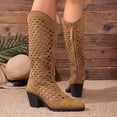 thumbnail image 5 of Women's Knee High Boots Back Zipper Cut-Out Chunky Heel Fall Fashion Tall Boots, 5 of 6