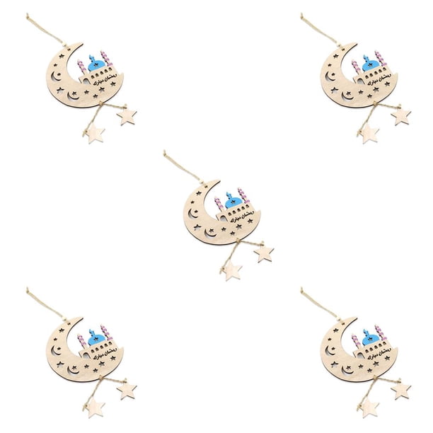 Naiovety Decoraciones de Ramadán Suministros para fiestas Colgantes islámicos Colgante de luna para el hogar 05 05 5Conjunto