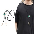 thumbnail image 2 of Ywmsfl Western Bolotie with Braided Rope and Oval Shape Stone Pendant Adjustable Chain Necktie Vintage Shirt Collar Necklace, 2 of 15