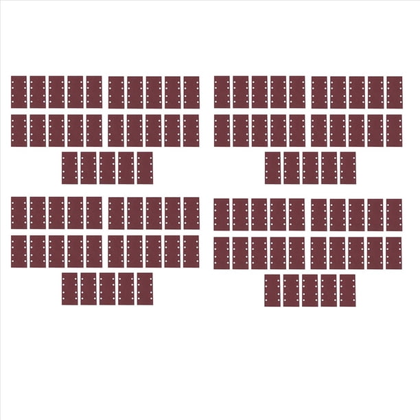 100x Almohadillas de Lijado,Lija de Papel de Gancho y Bucle Hoja Perforado 8 Agujeros Granos 40/60/80/120 la Hoja Apto Lijadora Orbital Multi-Lijadora Oxido de Aluminio Grano