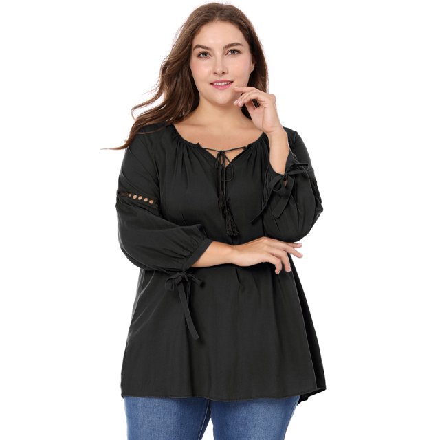 BluTop Cuello Redondo Mangas Raglán TalExtPaMujer Negro 4XL