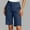 Navy, variant on Hvot&aat Women Summer Casual Solid Color Slim Button Pocket Workwear Pants Knee Length Bermuda Shorts with Pocket