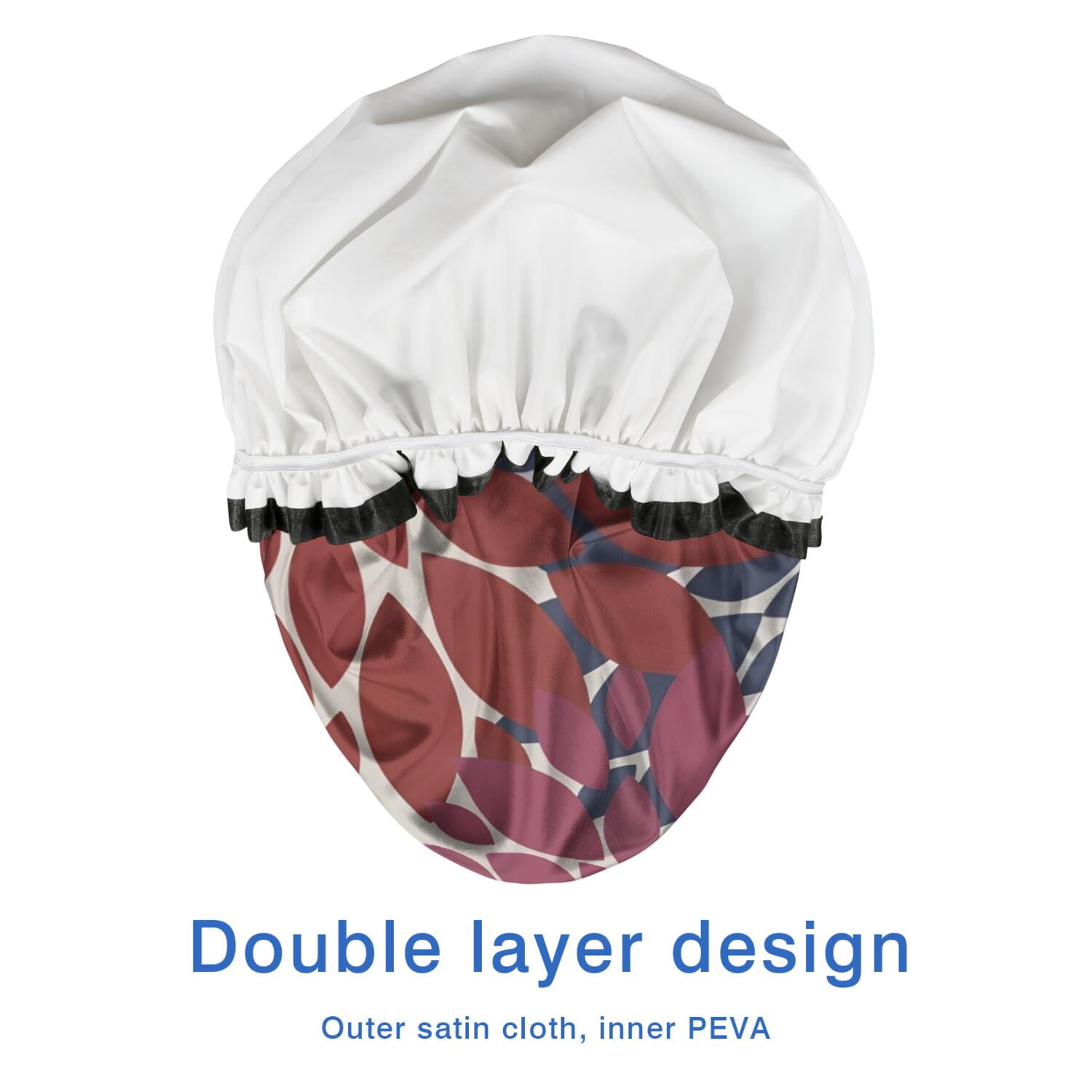 Shower Caps,Red and Blue Floral Pattern Waterproof Shower Cap for Women 4 Pieces,Double Reusable Hair Cover for Shower PEVA Elastic Stretch Hem