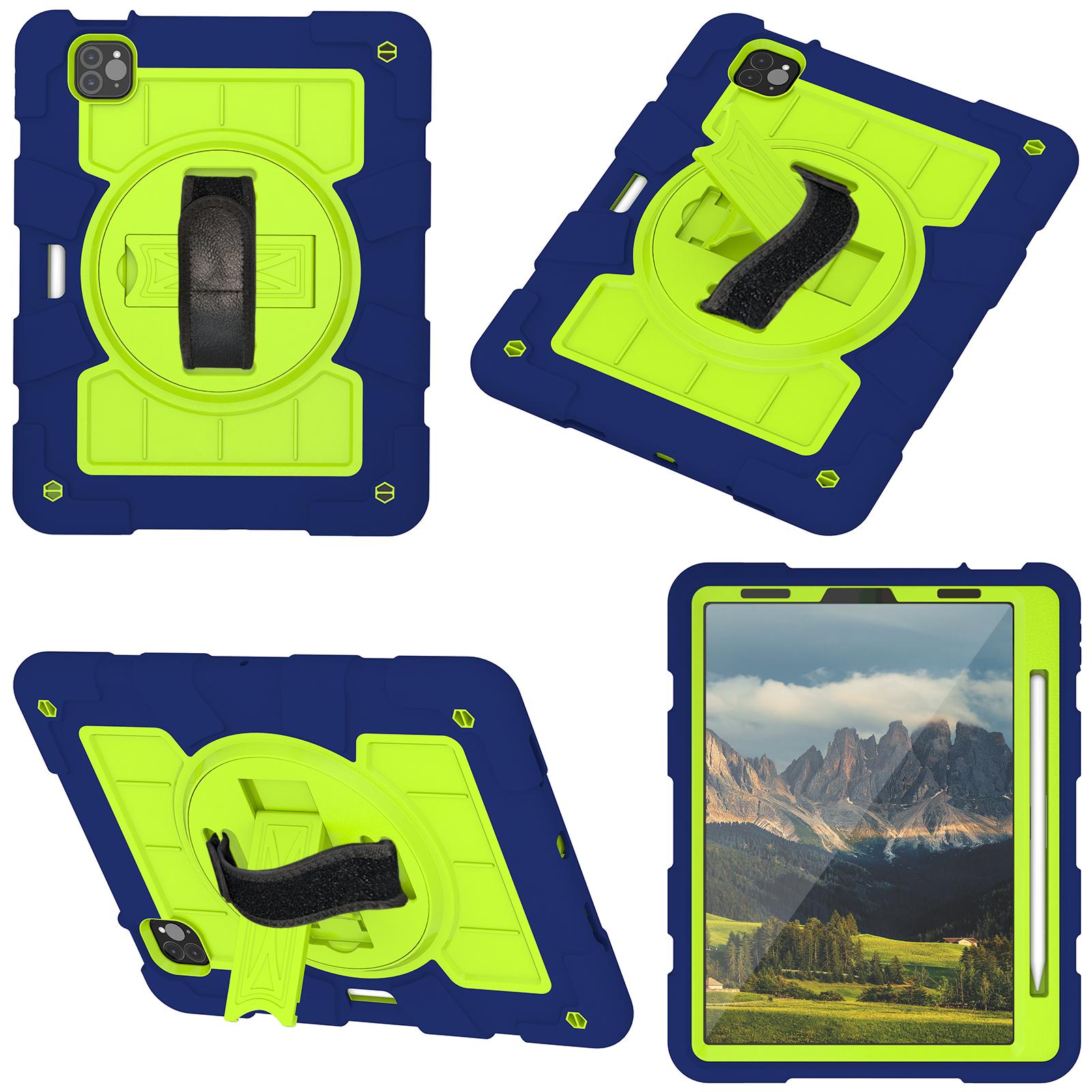 Shockproof Case for Apple iPad Air 11 Inch M4 M3 M2 2026/2025/2024, with Pencil Holder iKids Friendly Hand Strap Shoulder Strap Kickstand Anti-Scratch Case Cover for iPad Air 11",Darkblue