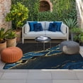 thumbnail image 2 of Blue Marble Outdoor Rug for Patio/Deck/Porch, Non-Slip Large Area Rug 4 x 6 Ft, Gold Abstract Vintage Modern Black Art Indoor Outdoor Rugs Washable Area Rugs, Reversible Camping Rug Carpet Runner, 2 of 8