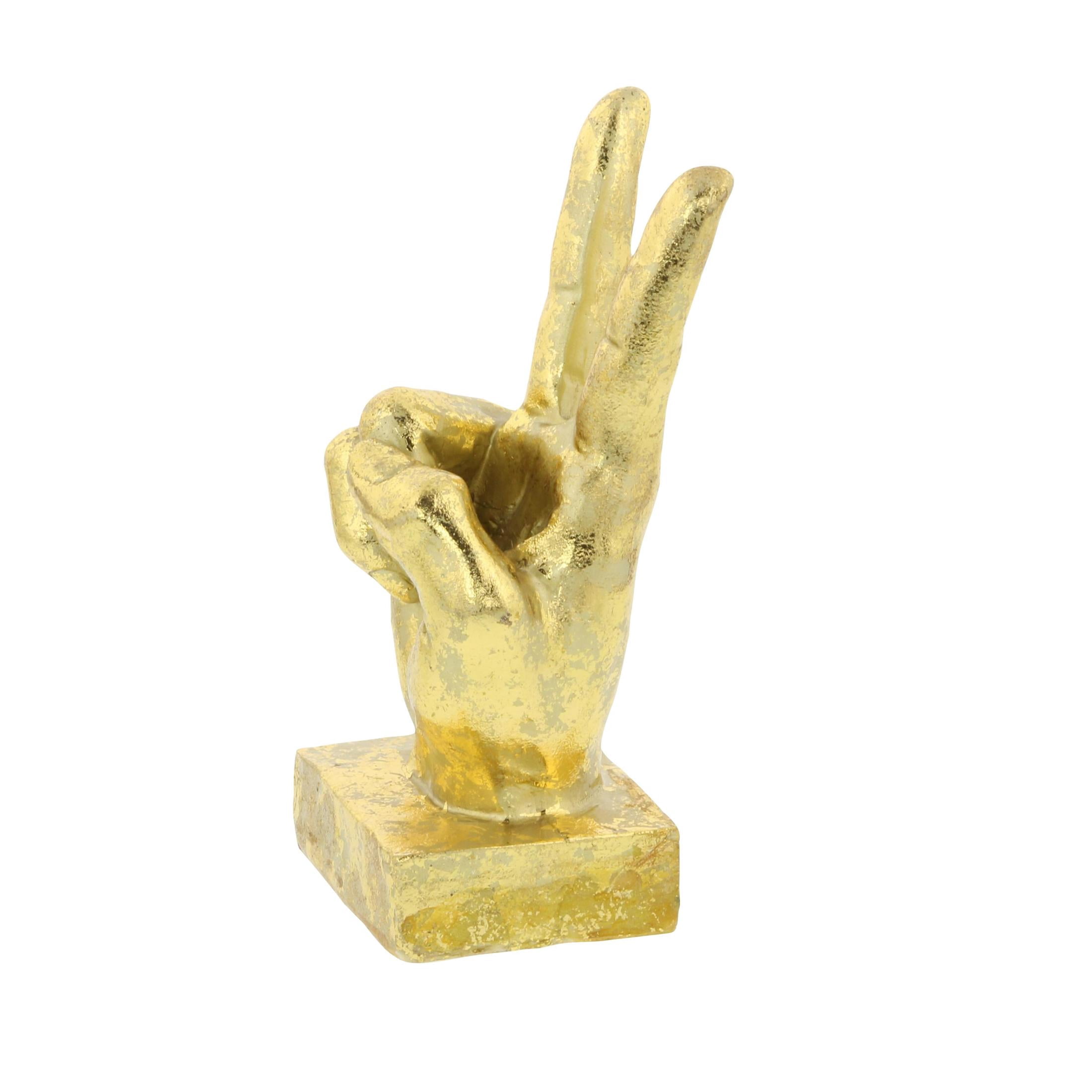 7", 7", 6"H Gold Polystone Hands Sculpture, by CosmoLiving by Cosmopolitan (3 Count)