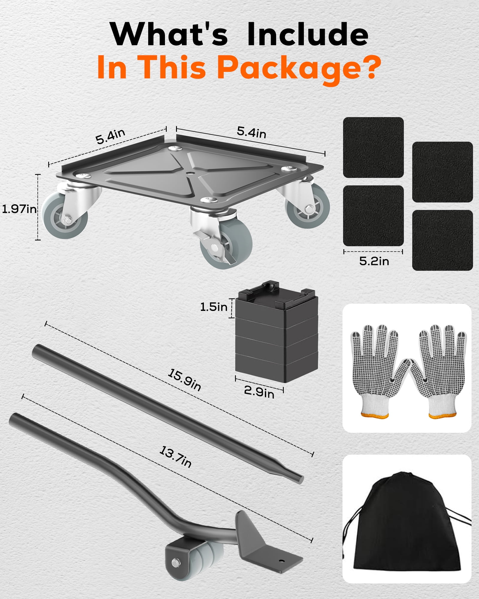 Heavy Duty Furniture Movers Dolly with 4 Universal Rubber Wheels, 1800 lbs Load Capacity, Alloy Steel Moving Tools for Heavy Furniture and Appliances, 4 Pack