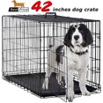 thumbnail image 1 of BestPet Large Dog Crate Dog Cage Kennel Metal Wire Double-Door Folding Pet Animal Pet Cage, Plastic Tray and Handle, Black, 1 of 5