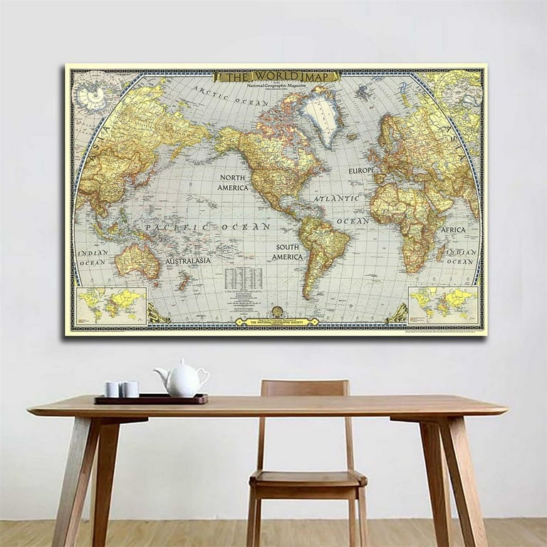 Newspaper Landmark World Map Art: Canvas Prints, Frames & Posters