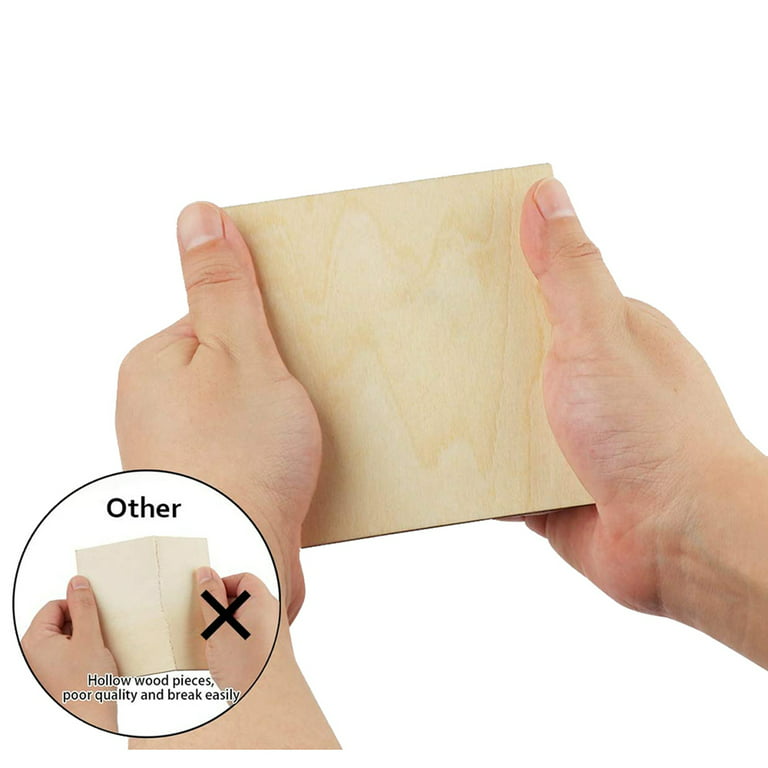 100pcs 10mm Unfinished Natural Wood Pieces Blank Squares Cutout