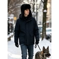 thumbnail image 4 of Gustave Winter Trapper Hat with Ear Flaps for Women Men Windproof Warm Trooper Hats Cold Weather Faux Fur Plush Ushanka Russian Hat for Outdoor Hunting Skiing - Black, 4 of 8