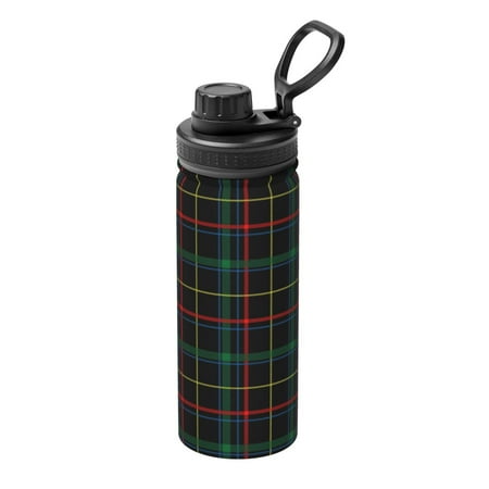 

Goofa Buffalo Plaid Dark Green Print 18oz Sports Insulated Kettle With Straw Water Bottle Sports Water Bottle For Running Hiking Cycling Climbing Mans Womans