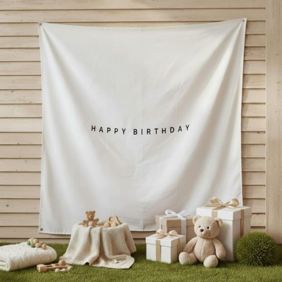 Fabric Happy Birthday Banner Boho Birthday Backdrop