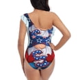 thumbnail image 5 of Gukieu Cute Gnomes in USA1 Print One-shoulder Ruffled One-piece Swimsuit with Removable Chest Pads and Tummy-control Swimsuit for Women-, 5 of 6