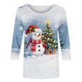 thumbnail image 2 of Oksale Womens Christmas 3/4 Sleeve Tops Plus Size Funny Merry Christmas Graphic Crewneck Fall Fashion Shirts Multicolor L, 2 of 5