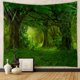 thumbnail image 2 of Tapiz de bosque virgen, árbol verde en bosque brumoso, tapiz para colgar en la pared, paisaje natural, tapiz de pared, decoración para sala de estar, dormitorio, 130*150CM, verde, 2 of 5