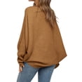 thumbnail image 3 of Autumn Winter Women's Solid Color Oversized Round Neck Bat Sleeve Loose Sweater Casual Top, 3 of 4