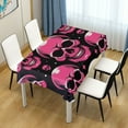 thumbnail image 4 of JSTEL Pink Skull Stars & Polka Dots Table Cloth Rectangle 54 x 72 Inch Tablecloth Anti Wrinkle Table Cover for Dining Kitchen Parties, 4 of 6