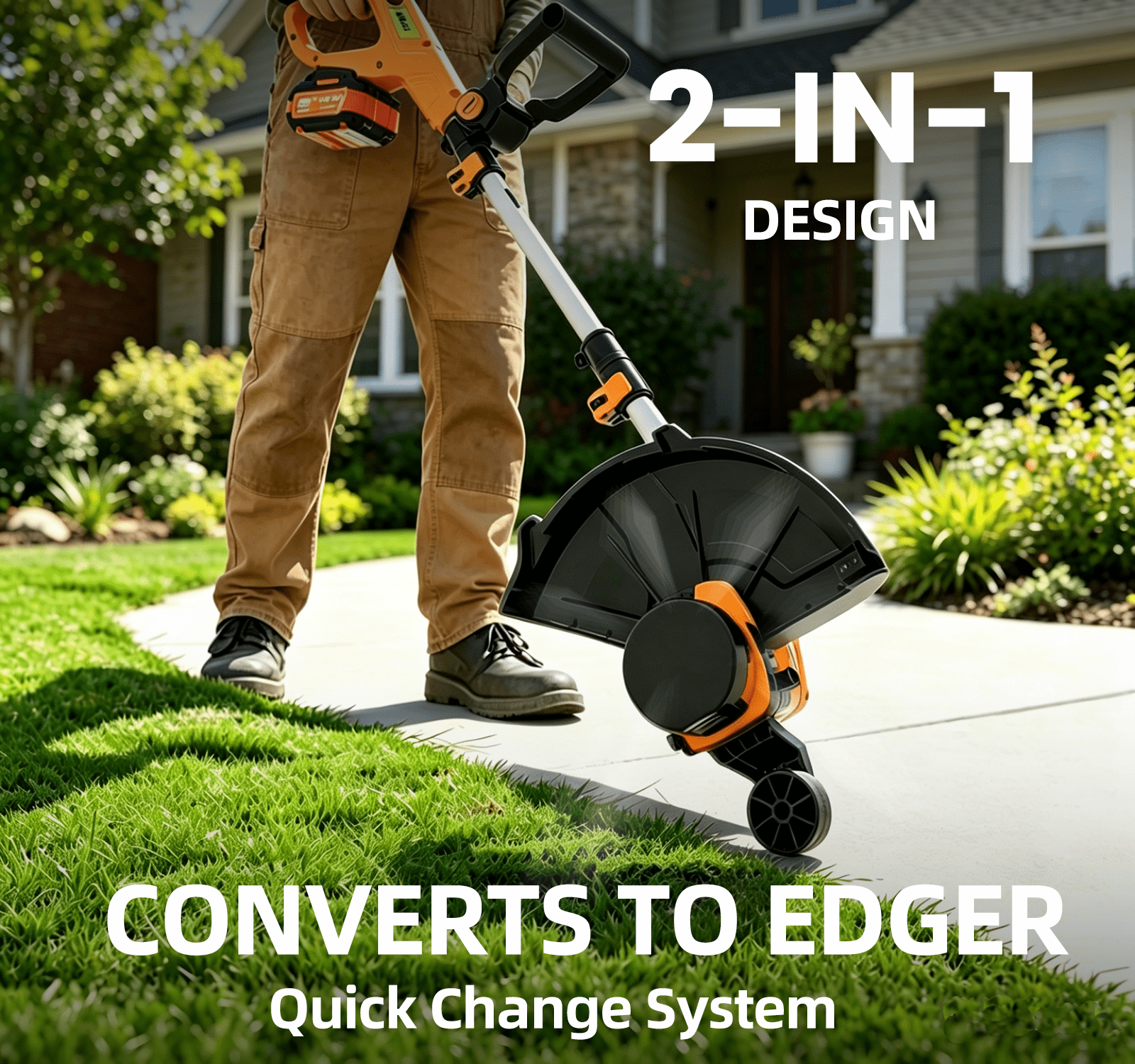 Gewol 20V Cordless Grass String Trimmer & Edger, 12” Electric Weed Wacker Grass Trimmer Tool , 2*3.0Ah Battery & Charger for Lawn and Garden