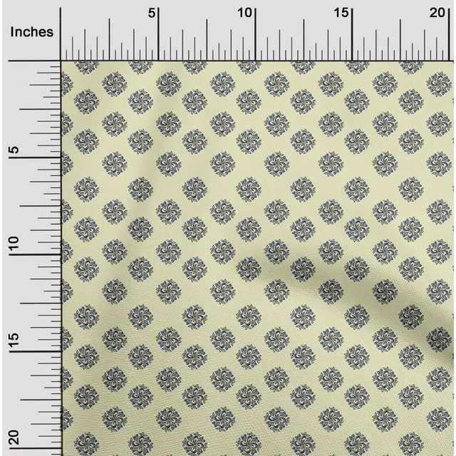 oneOone Polyester Lycra Fabric Floral Block Printed Fabric 1 Yard 56 Inch Wide