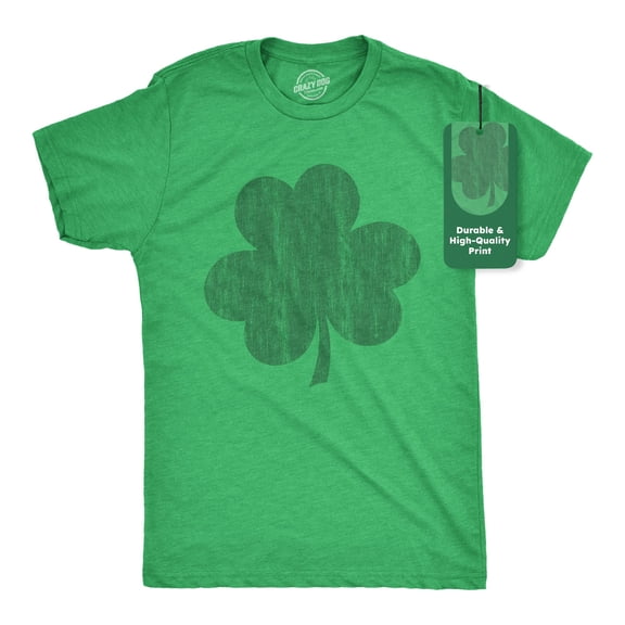 Mens Distressed Clover T Shirt Cool St Patricks Day Vintage Shamrock Awesome Graphic Tee Graphic Tees