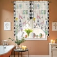 thumbnail image 6 of Happy Easter Rabbits Swag Valance Curtains Spring Pink Flower Egg Butterfly Black Plaid Rod Pocket Swag Curtains Small Window Treatments for Kitchen Bathroom Bedroom 36" W x 45" L, 2 Panels, 6 of 9