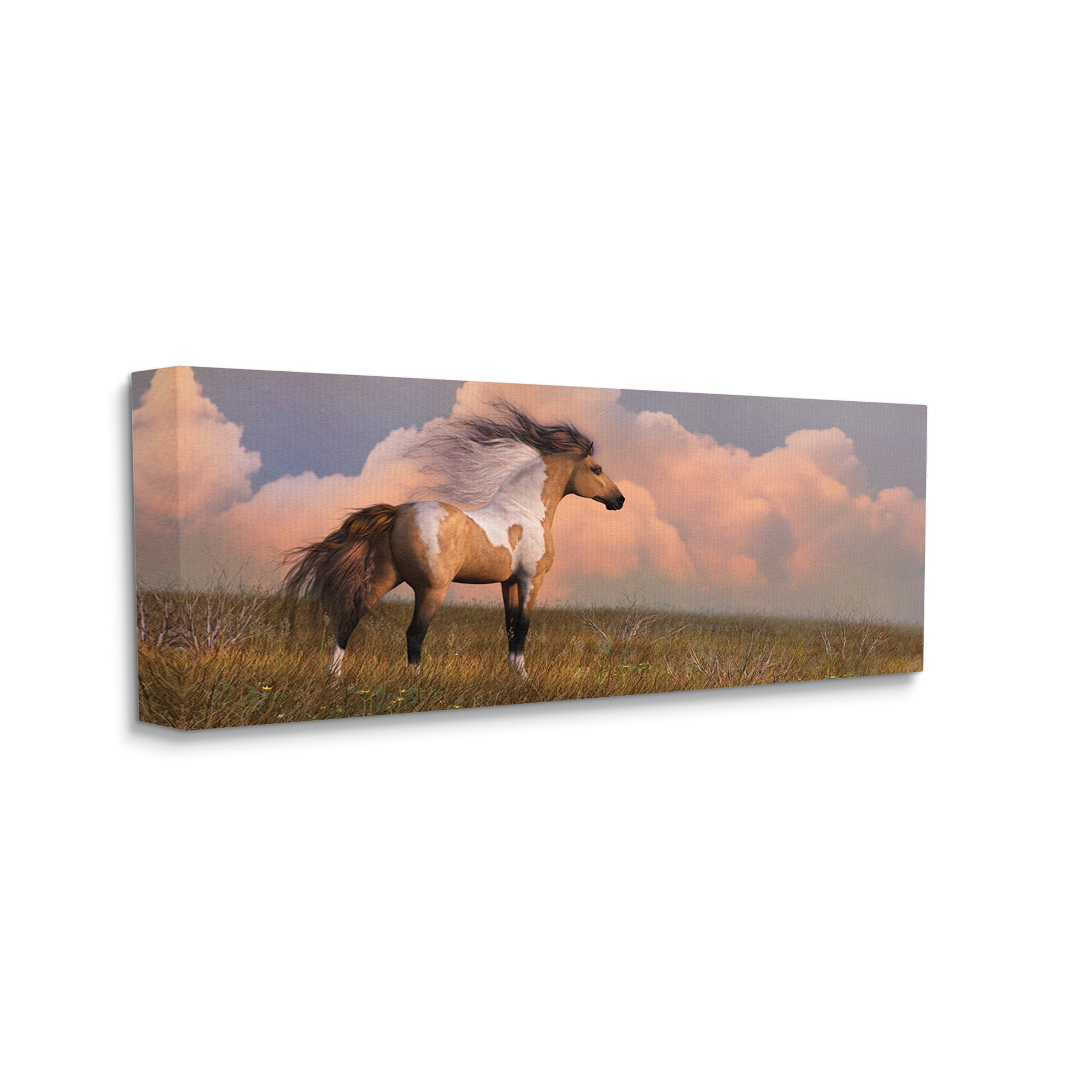 Stupell Industries Into the West Horse Animals & Insects Painting Gallery Wrapped Canvas Art Print Wall Art, 30 x 13