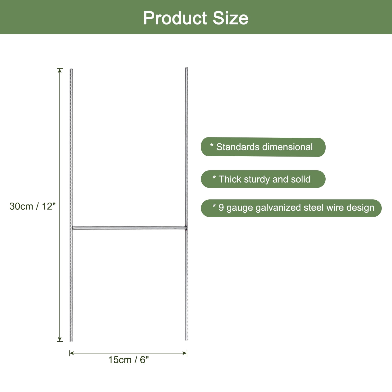 Uxcell Yard Sign Stakes, 12"x6" Metal H Stakes, Lawn Sign Holder for Party Yard, Garage Sale, Open House, 20 Pack