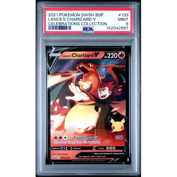 Collectible Graded Pokémon Lance's Charizard V 2021 Sword & Shield Black Star Promos #133 PSA 9 Trading Card