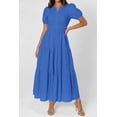 thumbnail image 3 of PRETTYGARDEN Womens Summer Maxi Dresses Casual Puff Sleeve V Neck Smocked Flowy Eyelet Cotton Dress Spring Sundress, 3 of 8