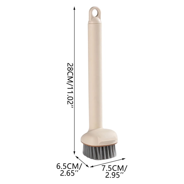 Pot And Dishes Brush With 180 Degree Rotating Head And Built In Silicone Scraper For Stainless Steel Ceramic Glass Pans 25 cm Handle