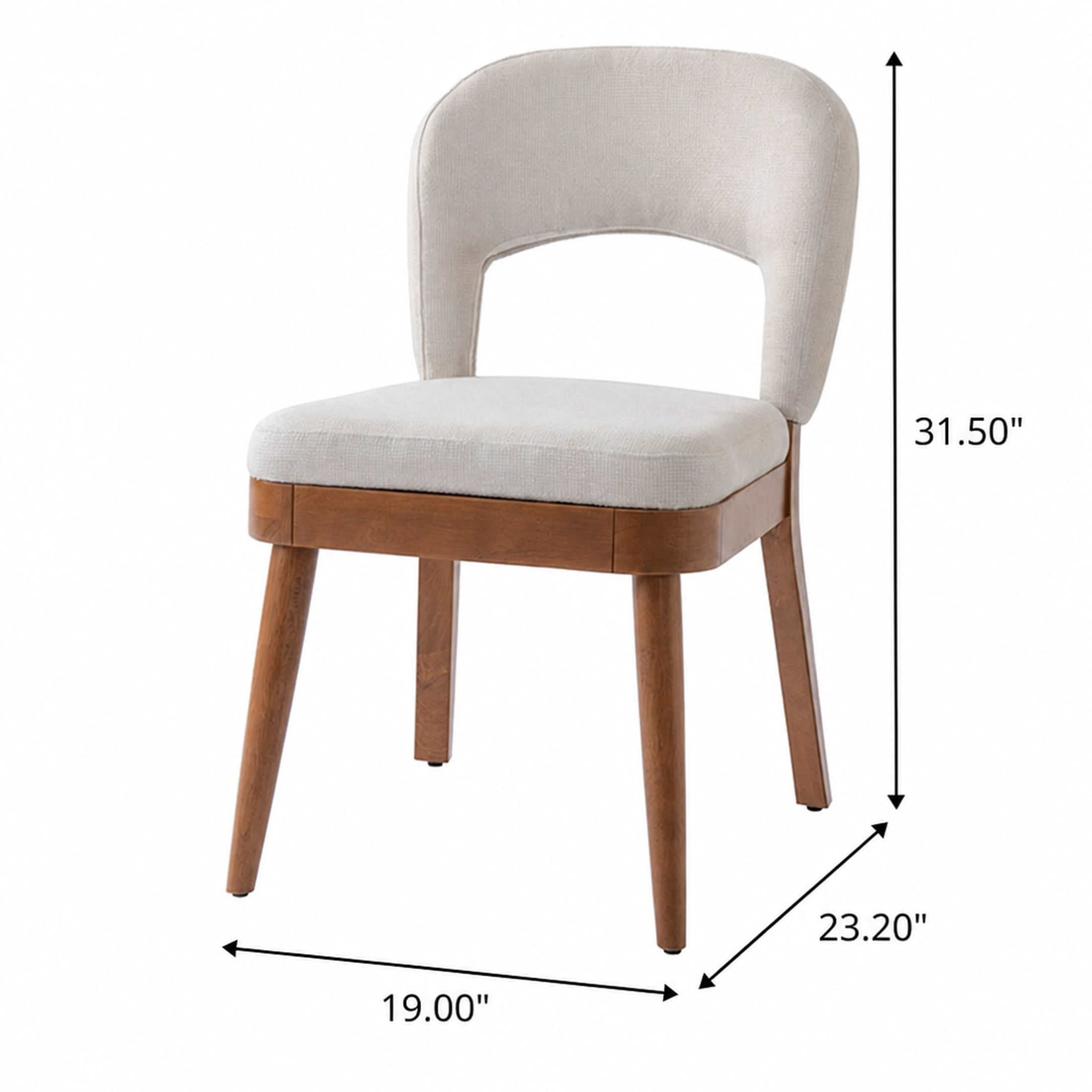 Christopher Knight Home Modern Armless Dining Chairs with Hollow Back, Wood Frame, Beige+Walnut, Set of 2