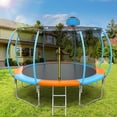 thumbnail image 4 of Yardmaster Trampoline Outdoor with Enclosure and Ladder,10FT Kid Trampoline with Basketball Hoop & Curved Poles,Round Trampoline for Backyard Exercise,All-Weather Mat, Max Weight 440LBS, 4 of 10
