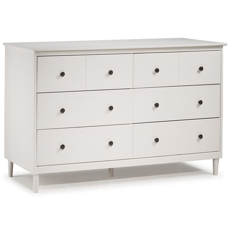 6 Drawer Solid Wood Dresser In White, Solid Wood Dresser Chest