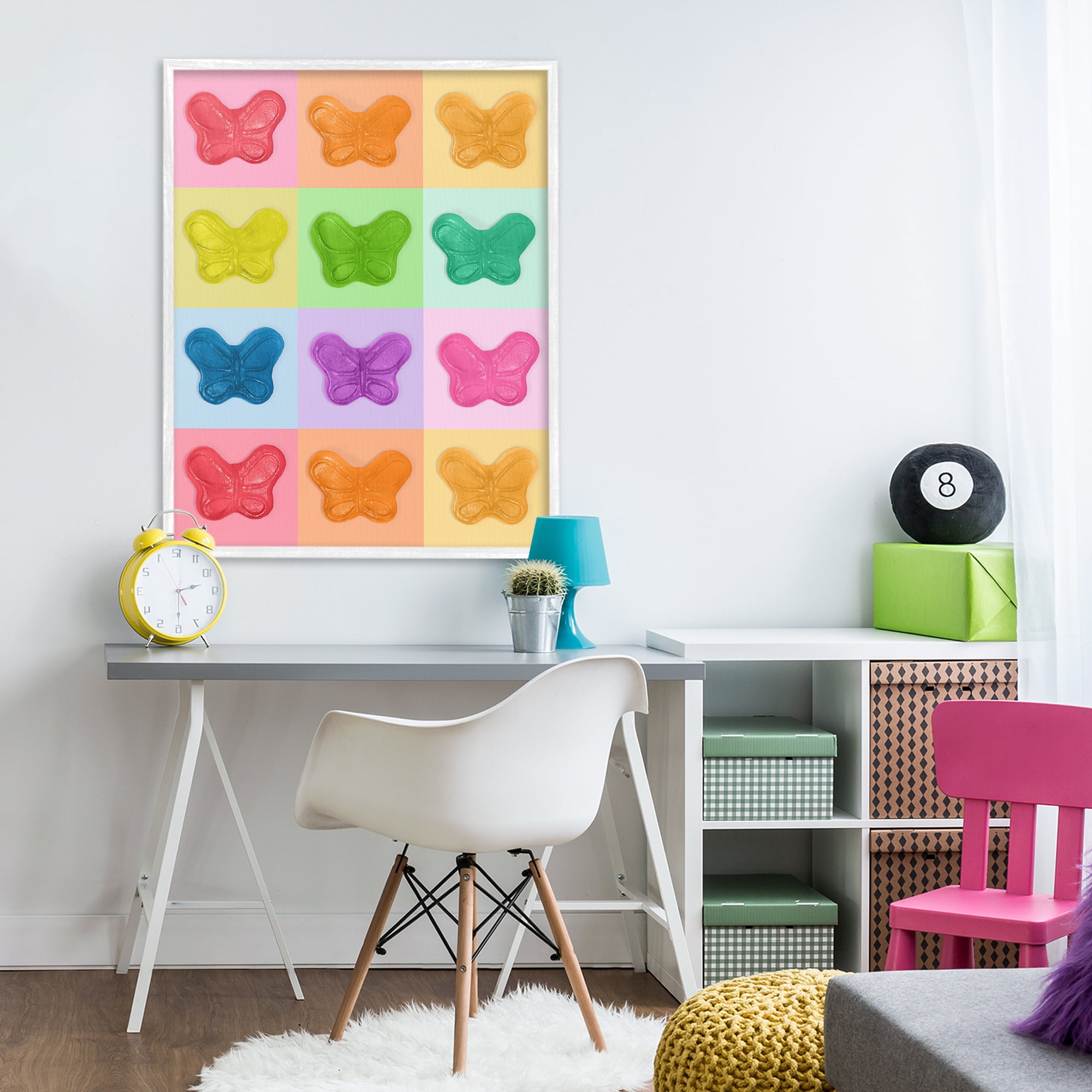 Stupell Industries Colorful Butterflies Candy White Framed Giclee Art, design by LISH Creative