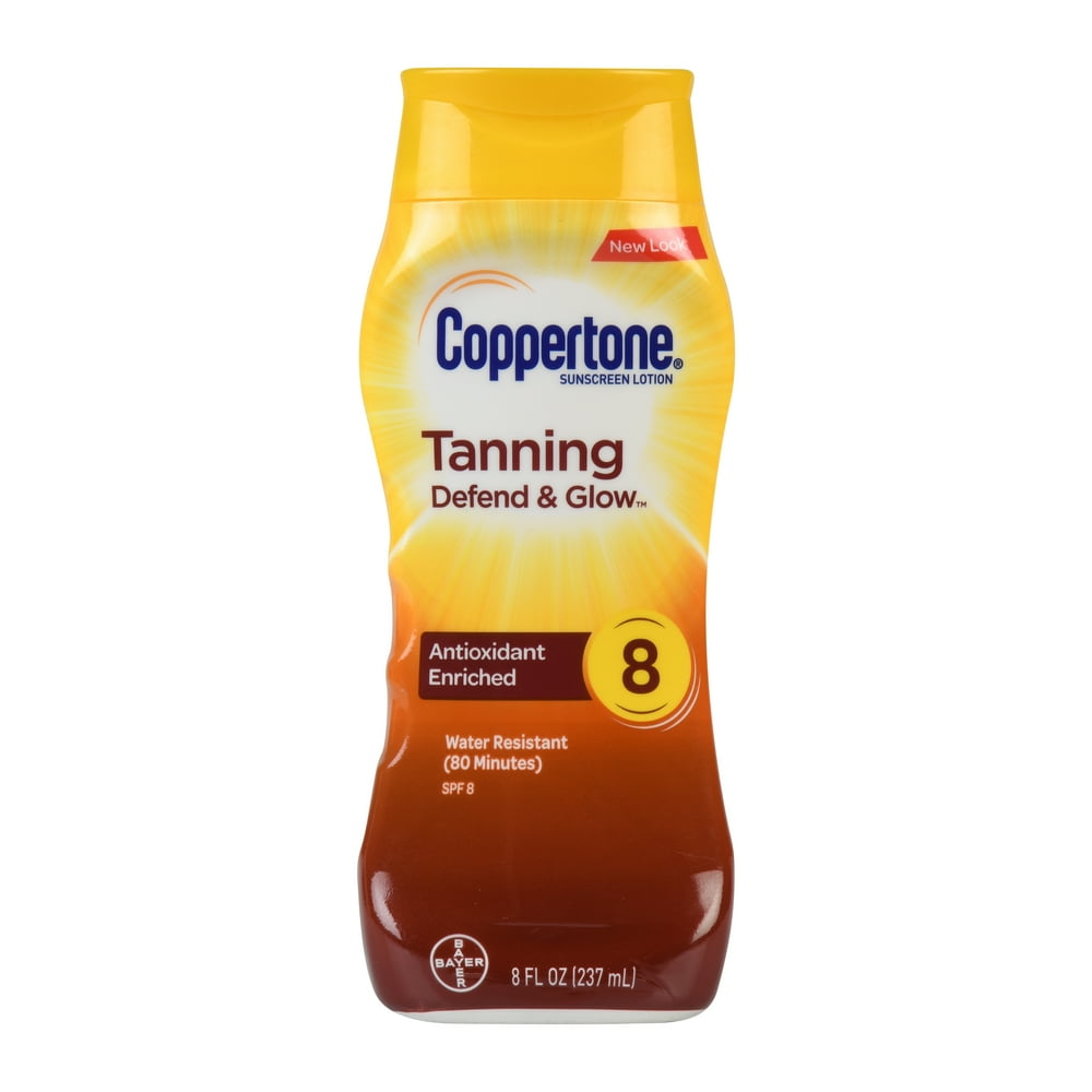 Coppertone Tanning Defend & Glow Sunscreen Vitamin E Lotion SPF 8, 8 fl