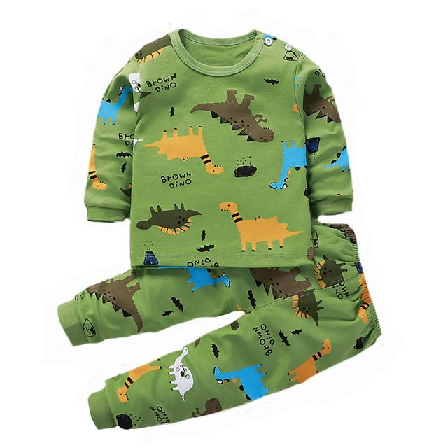 Hiiyo Little Boys Pajama Sets Kids Cartoon Sleepwear Fall Clothes Set Loungewear PJs