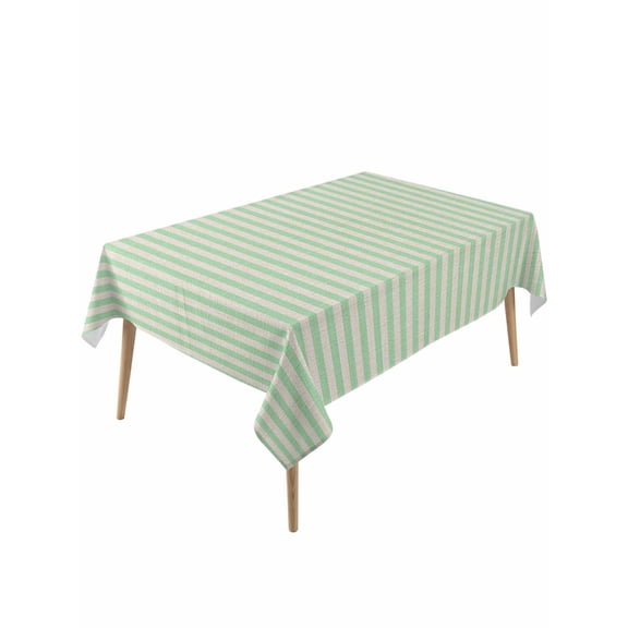 Sage Green Striped Table Cloth, Modern Simple Farmhouse Beige Waterproof Tablecloth for Rectangle Tables, Reusable Washable Fabric Table Cover for Restaurant Kitchen Dining Tables 60"x120"